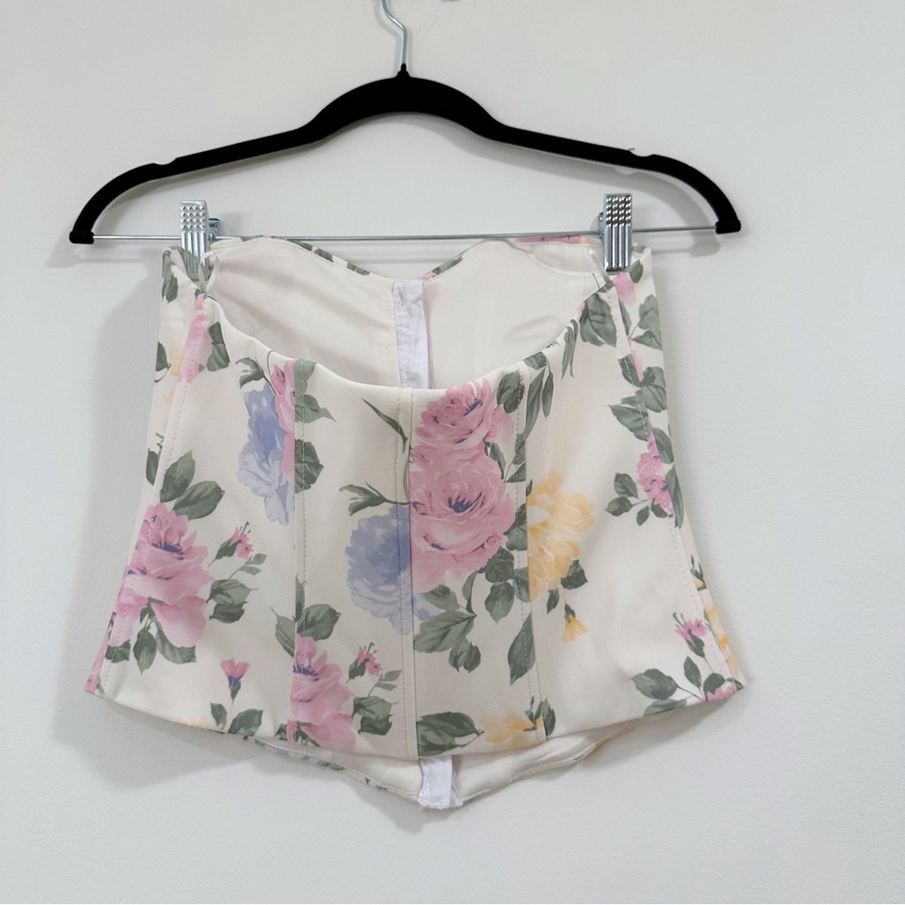 Zara Floral Pastel Corset Top Size Small - Picture 7 of 9